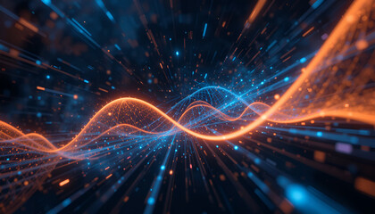 Obraz premium Abstract visualization of exponential growth curves shooting through space 