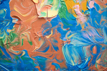 Bold handmade abstract painting featuring layered brushstrokes, expressive textures, and rich color...