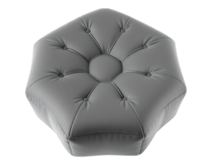 Hexagonal Gray Tufted Ottoman Footstool