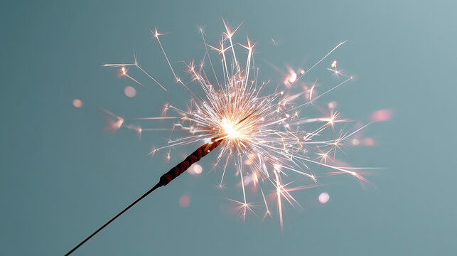 burning sparkler isolated on pastel colored background
