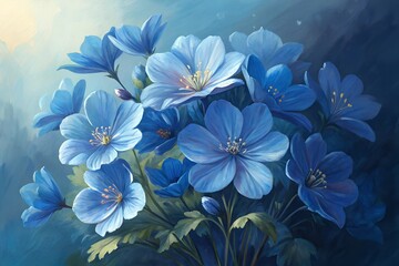 "Blue Blossoms in Tranquil Light"