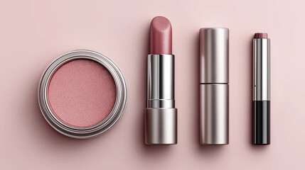 Mockup for decorative cosmetics packaging on a pink background.Makeup branding stock image