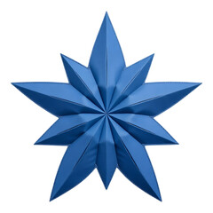 Blue Eight-Pointed 3D Star on Transparent Background