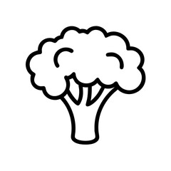 Broccoli icon in black outline style on white background