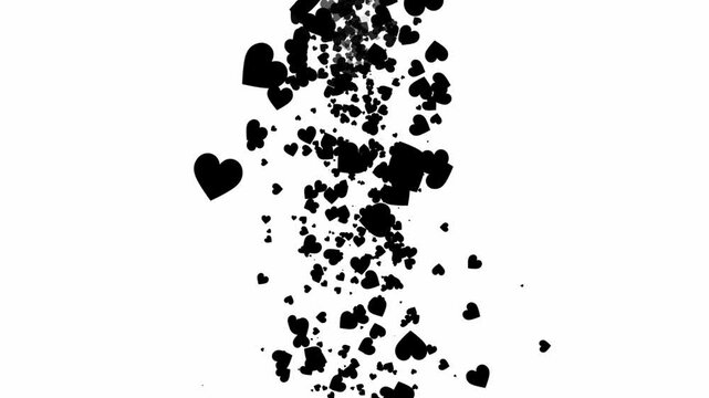 Abstract glowing particles falling heart shape fractal uni loop animation.