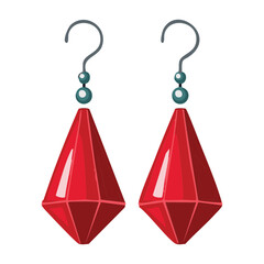 Modern Ruby Drop Dangle Earrings Pair