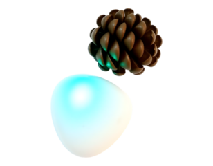 Abstract 3D Render of a Pinecone and Egg-shaped Object