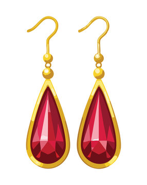 Luxury Ruby Drop Dangle Earrings Pair