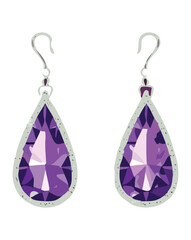 Silver Hook Purple Teardrop Gemstone Earrings