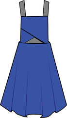Title: Elegant Blue Sleeveless Dress with Grey Straps and Triangular Cutout