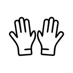 Work gloves icon in black outline style on white background