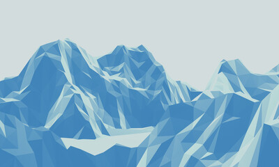 Blue low polygon ice mountain