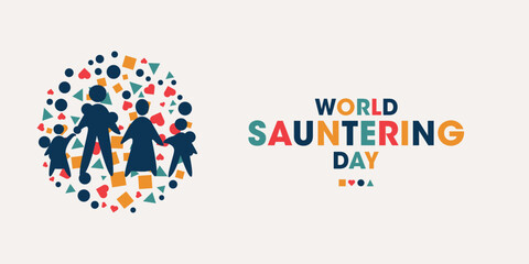 World Sauntering Day, Colorful Poster, Banner Design Template.