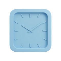 A minimalist blue wall clock with a square design, set against a neutral background, ideal for modern decor