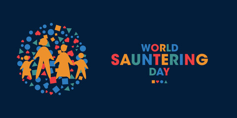 World Sauntering Day, Colorful Poster, Banner Design Template.