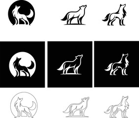 Animal vector logo icon set, wolf, fox, and jackal symbols in one set.