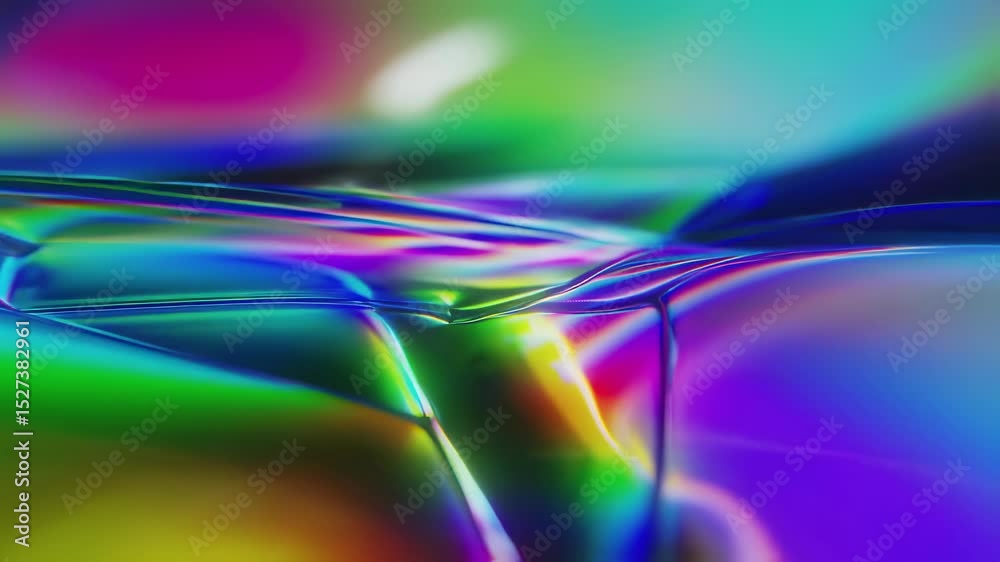 Poster Abstract holographic fluid texture loop with vibrant iridescent colors in motion, flowing pattern. Generated AI