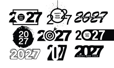 2027 Happy New Year Background Design. Greeting Card, Banner, Poster. Vector Illustration.