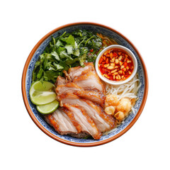 Delicious Crispy Pork Belly Noodle Soup with Chili Oil and Lime