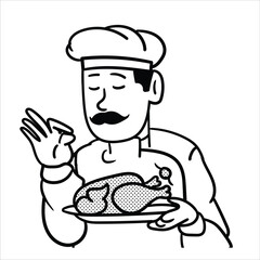 Lineart Chef Profession Avatar Minimalist Lineart Style