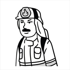 Lineart Firefighter Profession Avatar Minimalist Lineart Style