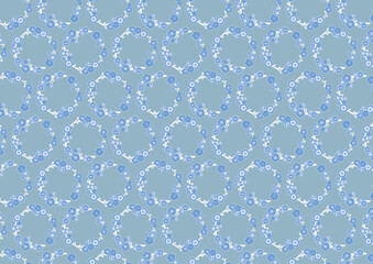 【日本の伝統模様】梅のシームレスパターン（青系） / Ume – Japanese Traditional plum blossom Pattern (Blue Tones)