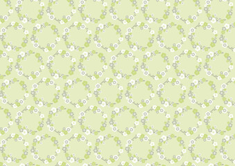 【日本の伝統模様】梅のシームレスパターン（緑系） / Ume – Japanese Traditional plum blossom Pattern (Green Tones)