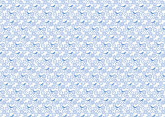 【日本の伝統模様】梅のシームレスパターン（青系） / Ume – Japanese Traditional plum blossom Pattern (Blue Tones)