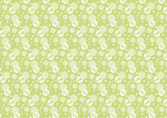 【日本の伝統模様】梅のシームレスパターン（緑系） / Ume – Japanese Traditional plum blossom Pattern (Green Tones)