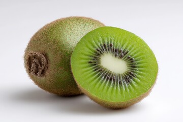 Obraz premium Fresh kiwi fruit, whole and halved