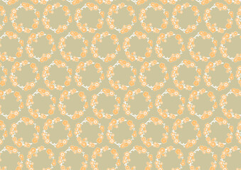 【日本の伝統模様】梅のシームレスパターン（黄系） / Ume – Japanese Traditional plum blossom Pattern (Yellow Tones)