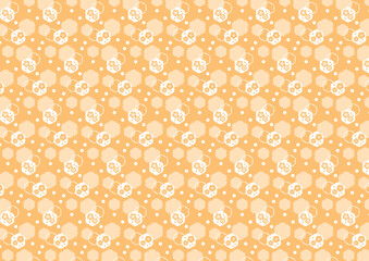 【日本の伝統模様】梅のシームレスパターン（黄系） / Ume – Japanese Traditional plum blossom Pattern (Yellow Tones)