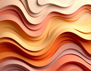 Abstract layered waves in shades of orange and cream create a flowing and dynamic composition design