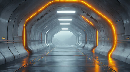 Obraz premium futuristic corridor with glowing edges and sleek design creates captivating atmosphere