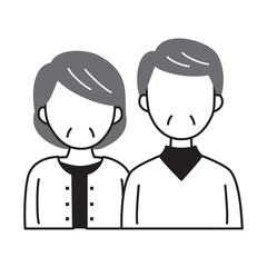 高齢夫婦の人物アイコン　男女　顔なし