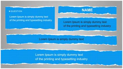 動画で使える破れた紙やメモ帳をモチーフにしたテロップ・フレーム素材　ベクター素材　編集可能