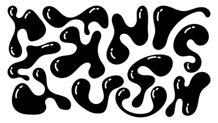 Organic shapes forming an abstract pattern with irregular blobs and fluid forms