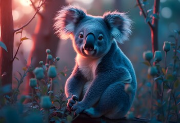 Koala in the forest with a soft glow