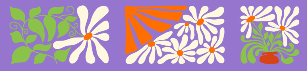Retro-inspired wave and flower design