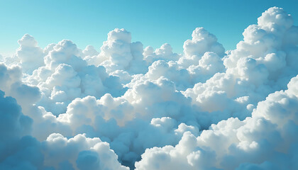 Beautiful fluffy clouds and a blue sky background for a peaceful atmosphere