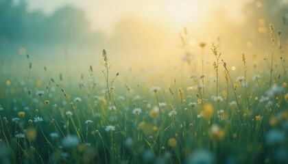 Obraz premium Sunrise Meadow: Serene Nature Photography