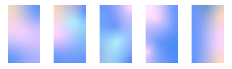 Set winter holographic gradient. Pastel Christmas background, modern winter blue gradient vector design.