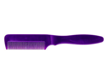 Purple Hair Comb on Transparent Background