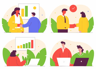 business illustration and benefits in increasing results and charts and graphs