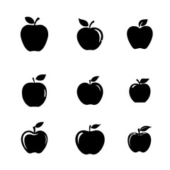 A set of black and white Apple icon