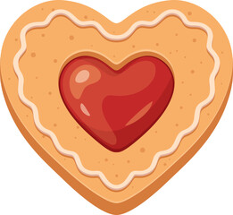 Heart-Shaped Valentine Cookie Illustration