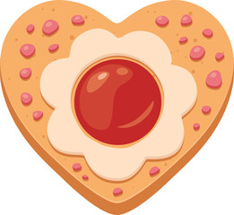 Heart-Shaped Valentine Cookie Illustration