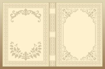 Brown vintage book cover, book making template, vintage pattern