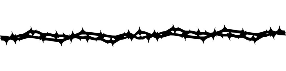 Silhouette thorn branch vector for striking, minimalist depictions of thorny branches. It's ideal for conveying concepts of danger, nature, or a defensive aesthetic in dark or edgy designs.