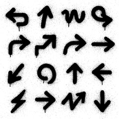 Graffiti Spray Paint Arrows Set – Grunge Directional Icons with Urban Street Style, Drips, and Abstract Shapes